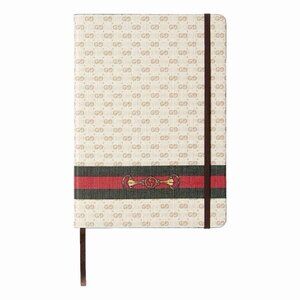 New Large Gucci Notebook with Web and Horsebit in Ivory and Brown mini GG